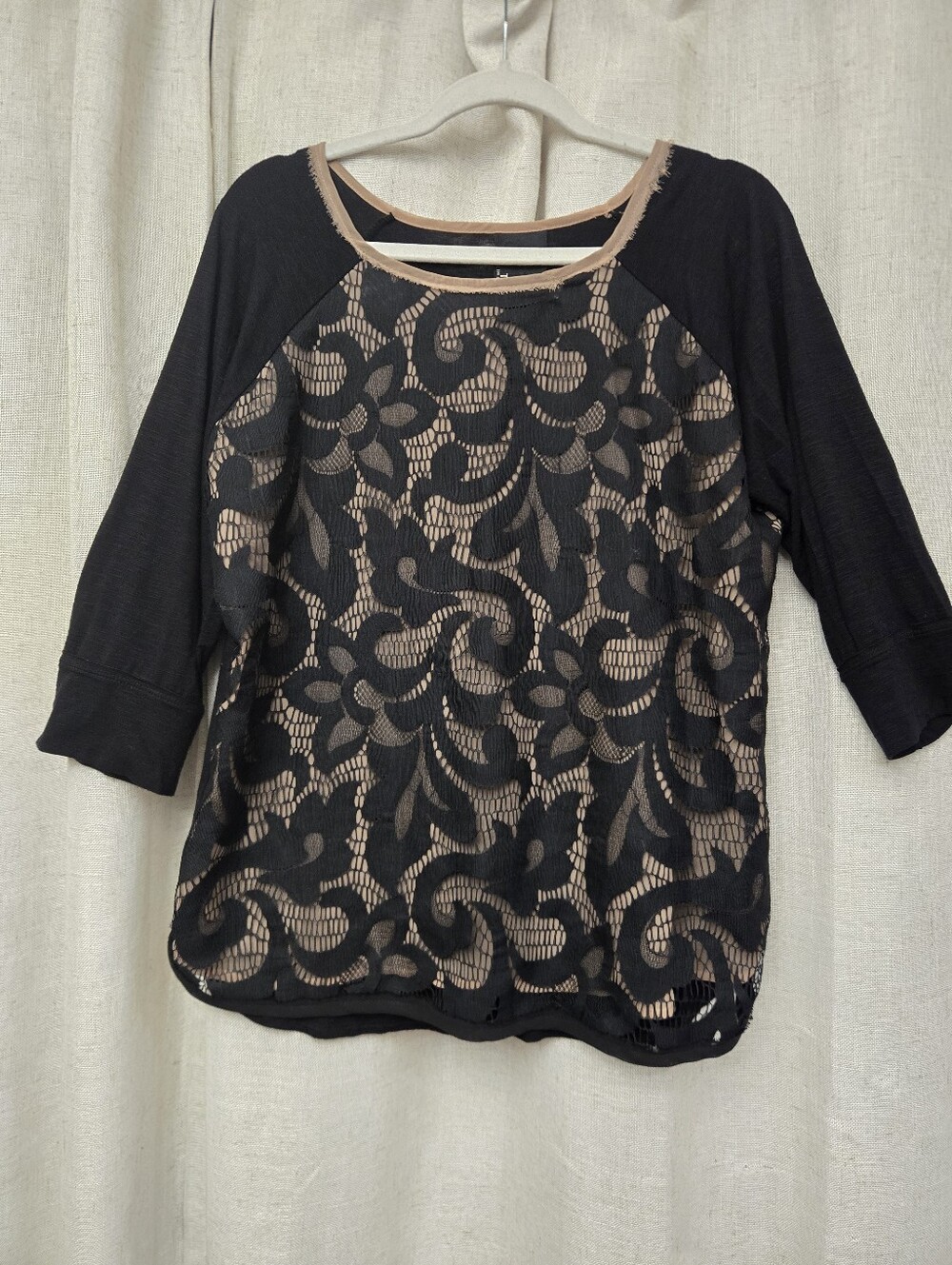 Anthropologie Dolan Black Lace Filigree Top L Whimsigoth Romantic Goth